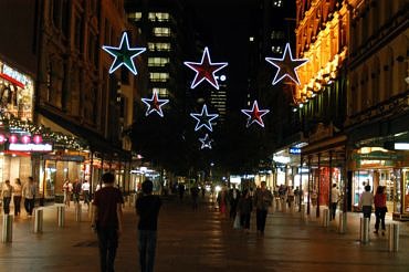 Christmas lighting at Pitt Street Mall Sydney